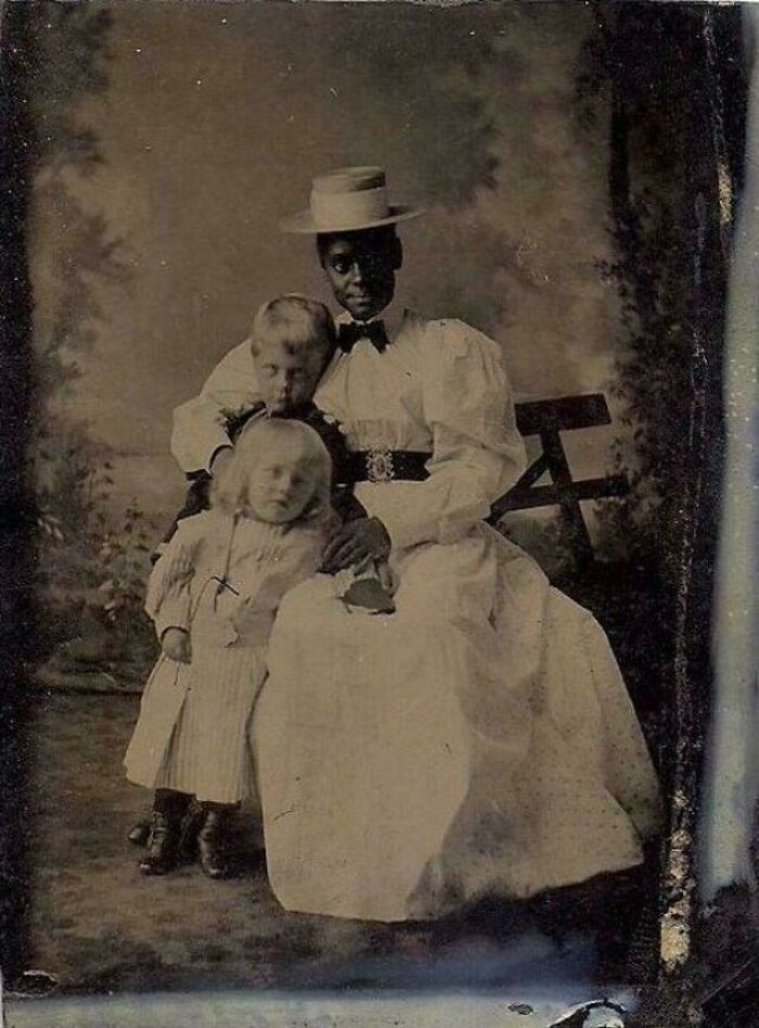 "Unknown African American Woman Poses With Children, Possible Tutor Or Nanny, 1870-90s"