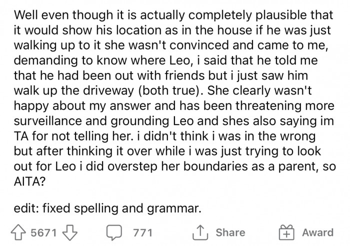 OP was unsure whether he should share that information with his wife, so he decided to consult with the Reddit community: