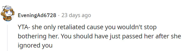 OP was the aggressor!