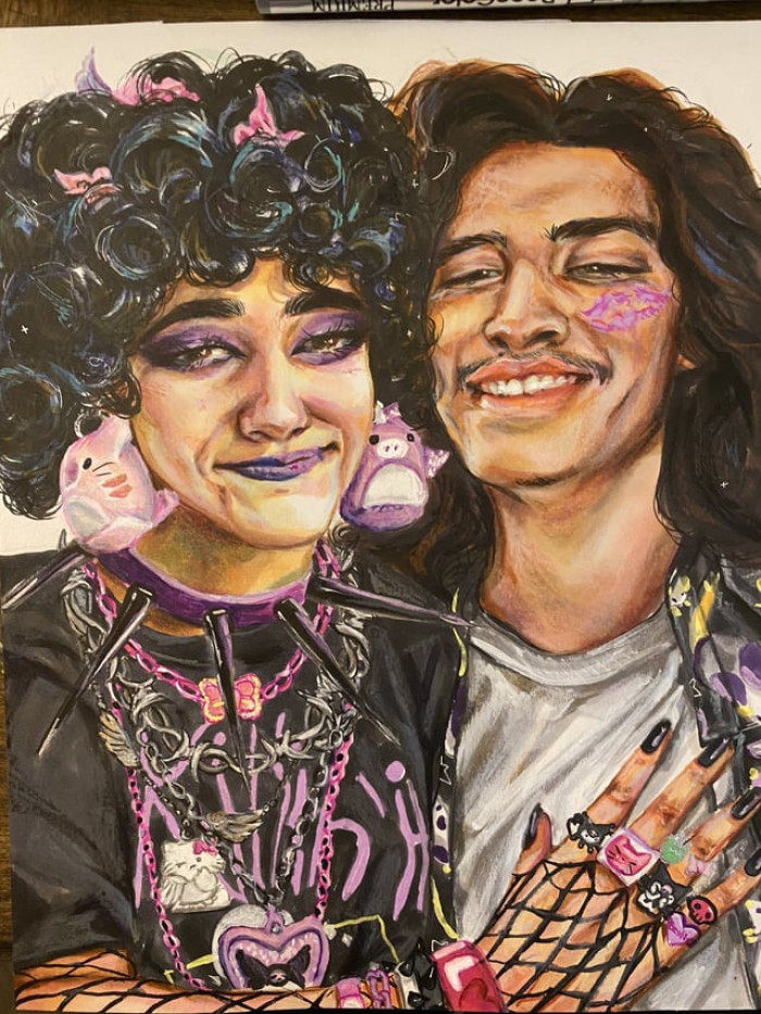 Here is one of the realistic portraits he drew for his friend