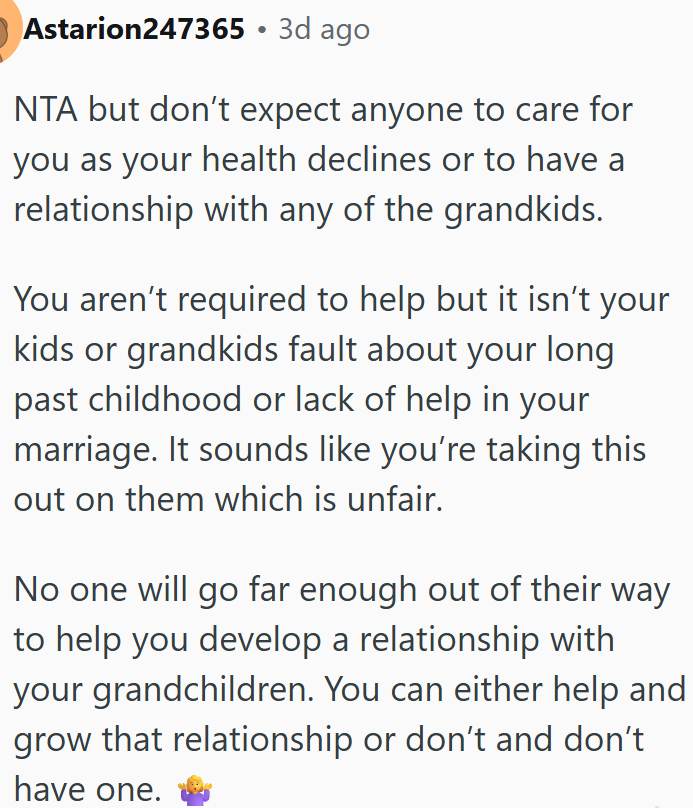Help builds bonds with grandchildren, but refusing may mean losing the relationship