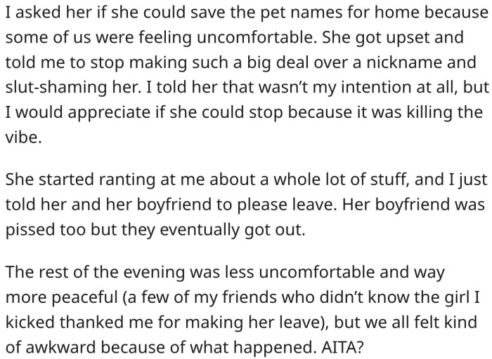 Was she wrong to kick them out? Reddit responds.