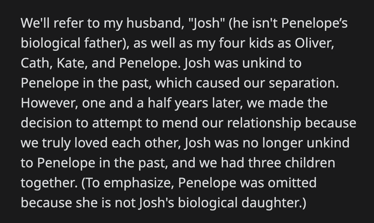 He said he stayed silent while Penelope spent hours watching shows on the TV that he bought.