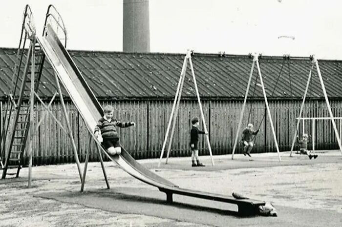 Metal Slides In The 1970s Offered A Thrilling, High-Speed, But Under The Blazing Summer Sun, They Turned Into Searing Hot Surfaces