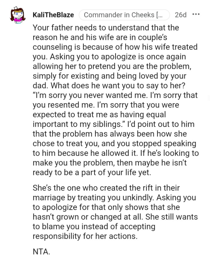 The OP's dad is obviously not ready to be part of her life