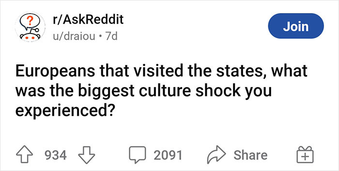 The Redditor asked European visitors to the US, 