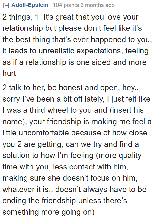 The most important thing when he talks about this with his girlfriend is his openness.