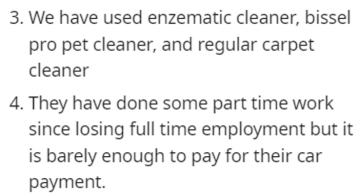 The partner has barely been paying for their car payments