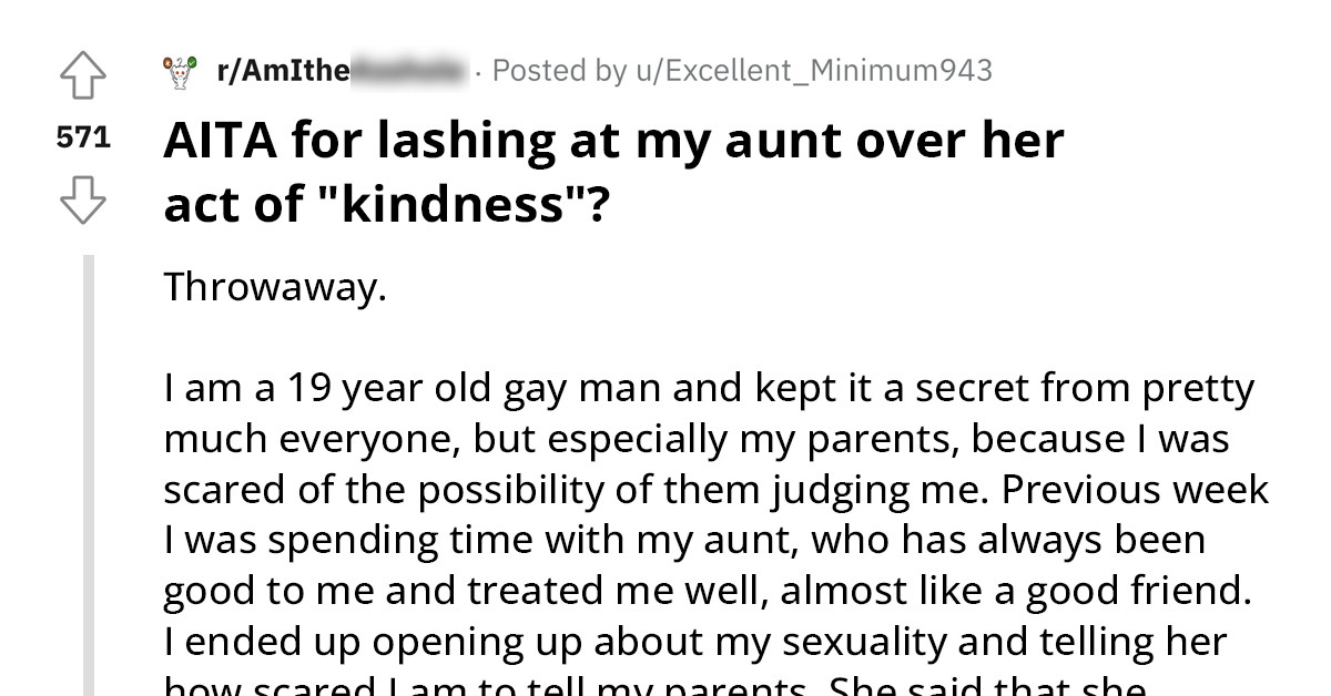 Aunt Outs Young Man To His Parents "To Do Him A Favor"