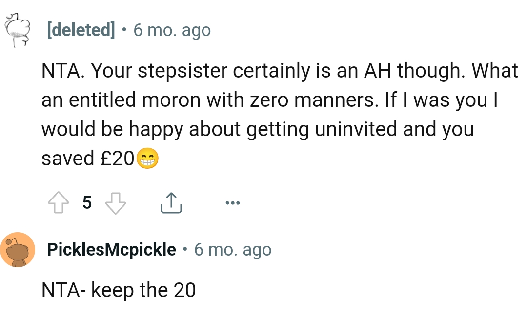 This Redditor would be happy to get uninvited