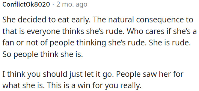 Her actions define her as rude.