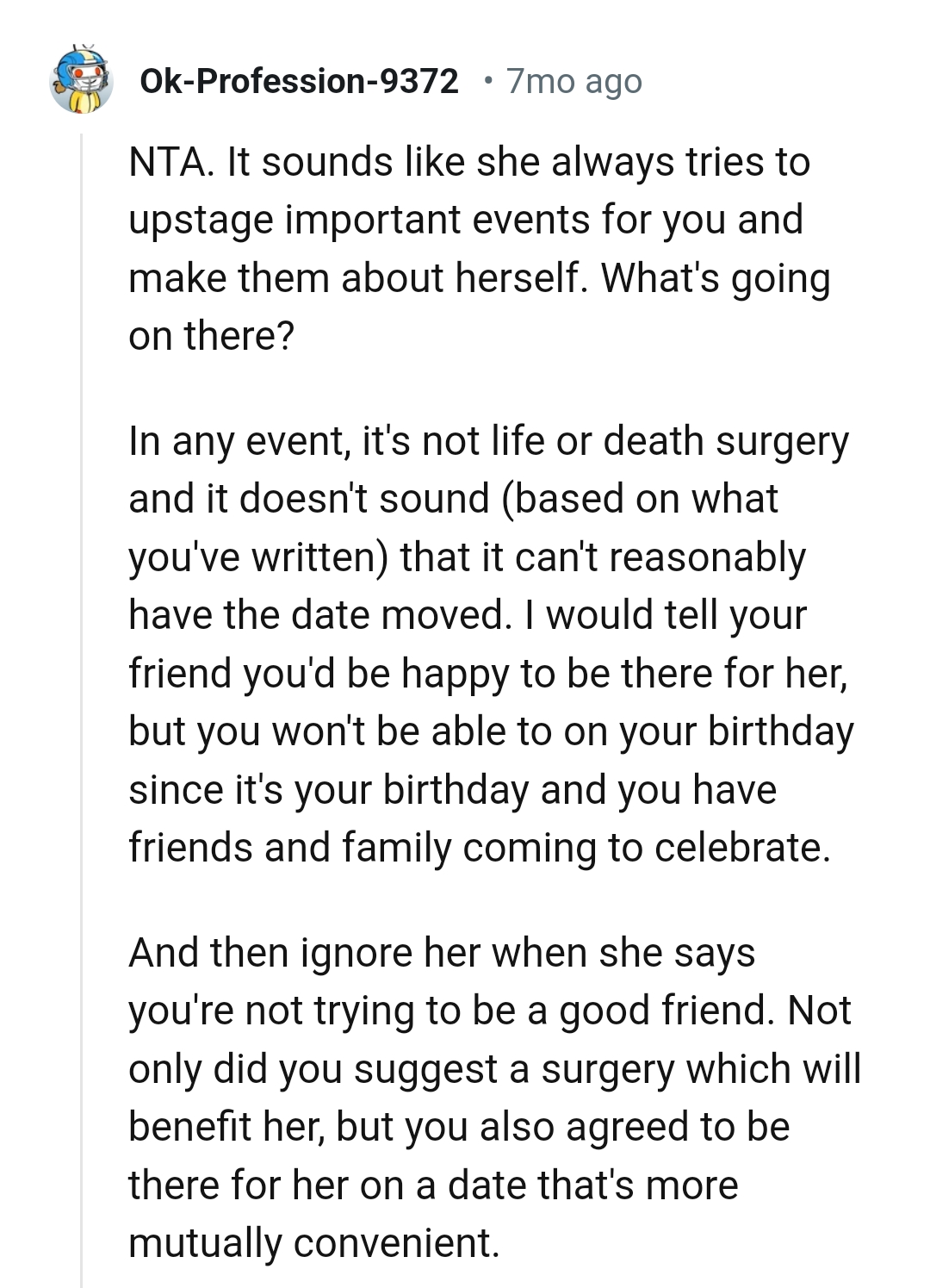 It's not a life-or-death surgery