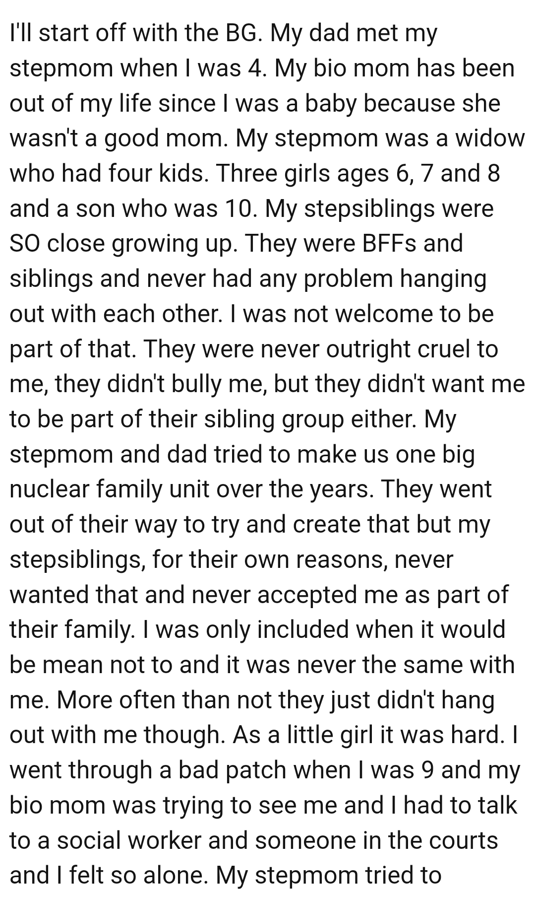 They Were Never Outright Cruel to the OP, but They Didn't Want Her to Be Part of Their Sibling Group Either