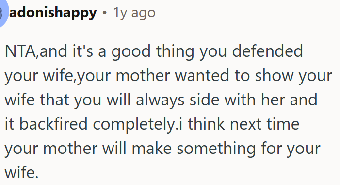 Good thing that OP stood up for his wife.