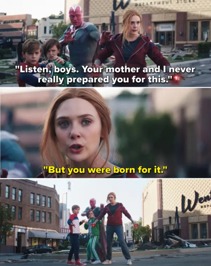 20. There was supposed to be a storyline in the finale of WandaVision where Monica, Darcy, Billy, and Tommy form a team to fight Señor Scratchy in Agatha's basement, who turned into a demon.