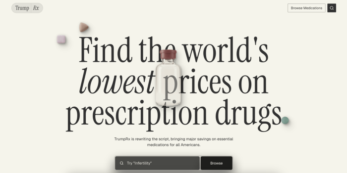 Banner promoting TrumpRx discounted access to popular GLP-1 medications for patients