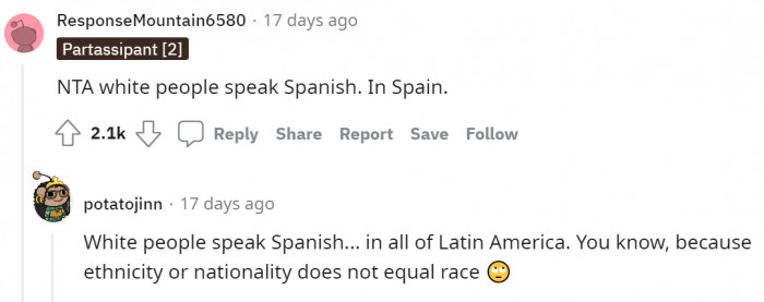 In case you're wondering, yes, white people do speak Spanish