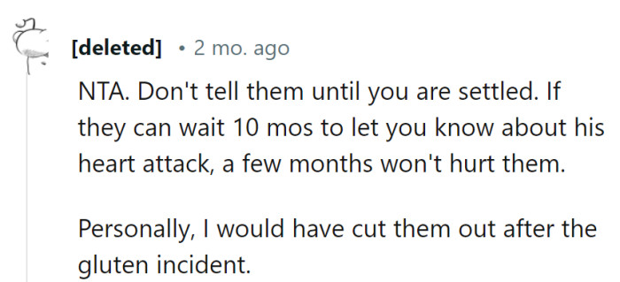 Delaying the news won't break their gluten-free patience.