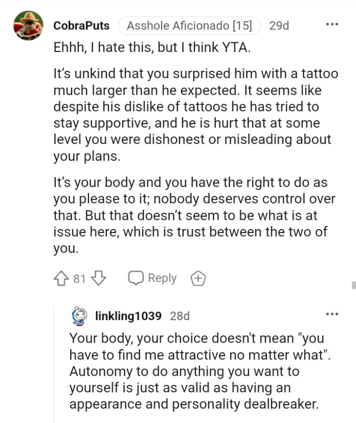 The OP was dishonest or misleading about her plans