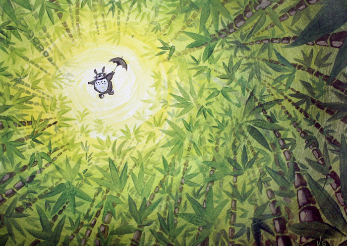4. Totoro Flying Acrylic Painting By Sigyn85