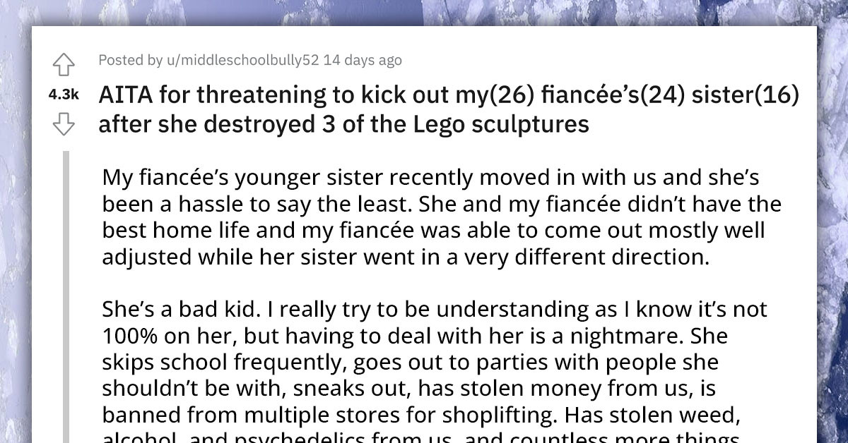 Man Threatens To Kick Out Fiancee's 16-Year-Old Sister Because She Destroyed His LEGO Sculptures