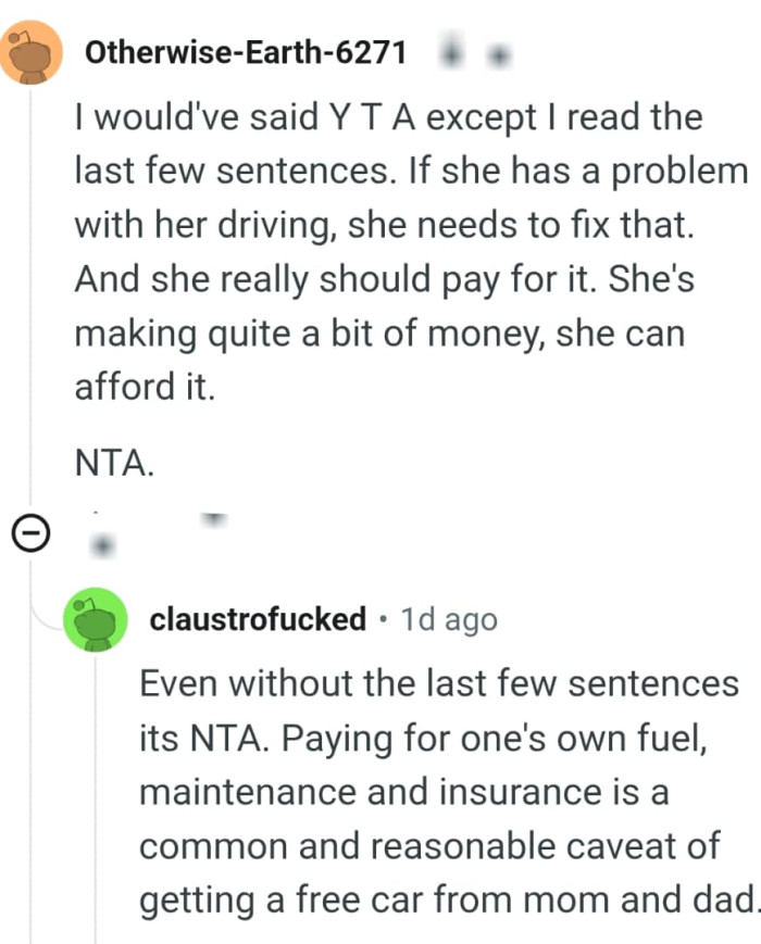 She needs to fix her driving problem