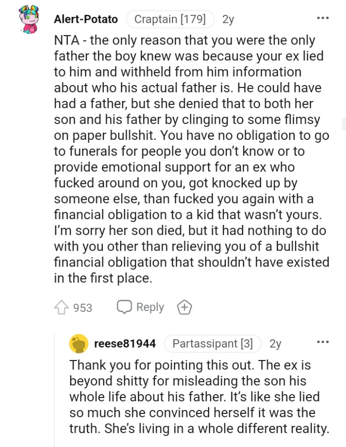The OP isn't obligated to go to funerals of someone he didn't know