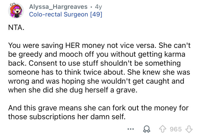 She knew she was wrong.