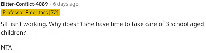 He mentioned her not being in the best shape, but I still don't think that's valid enough to pawn the kids off on another couple.