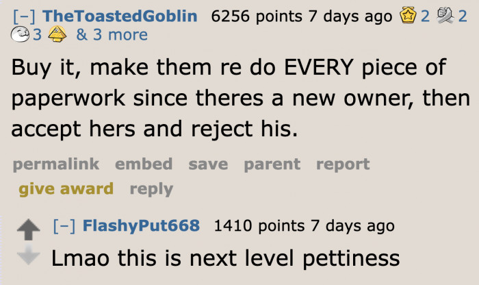 This user suggests something petty.