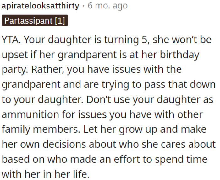 OP shouldn't involve her daughter in her issues with her grandparents