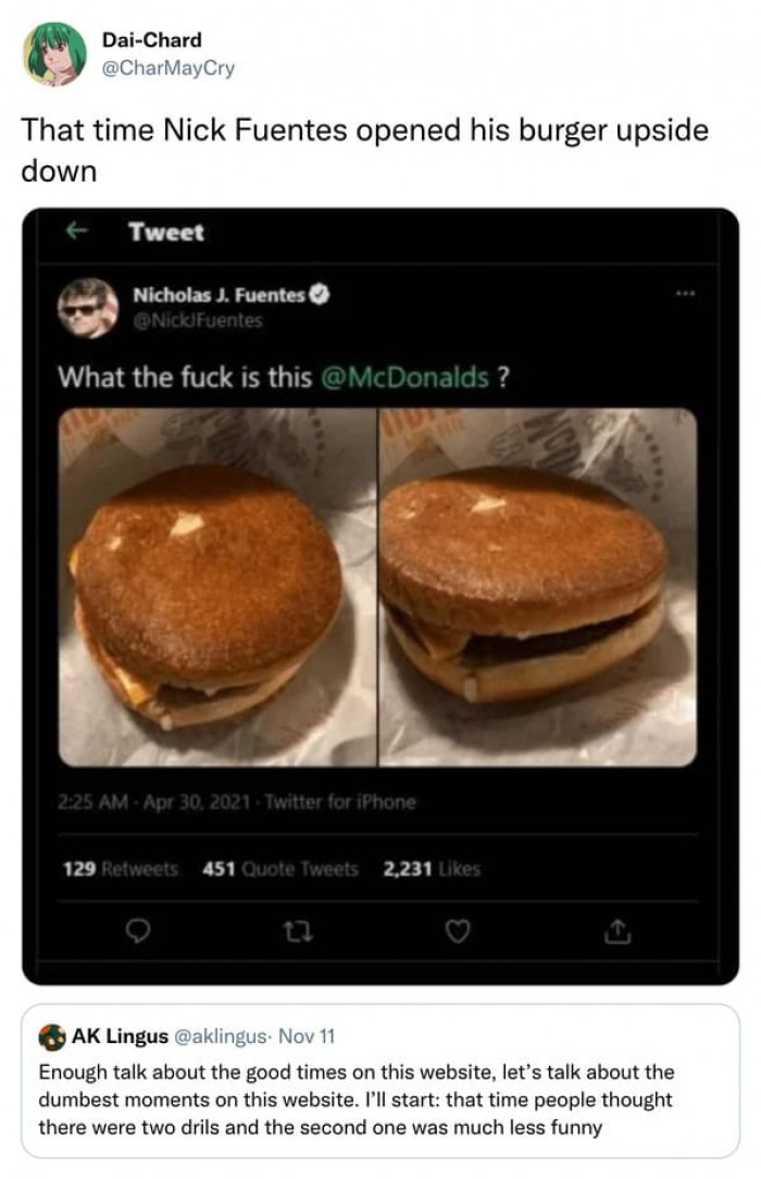 15. Opening the burger upside down