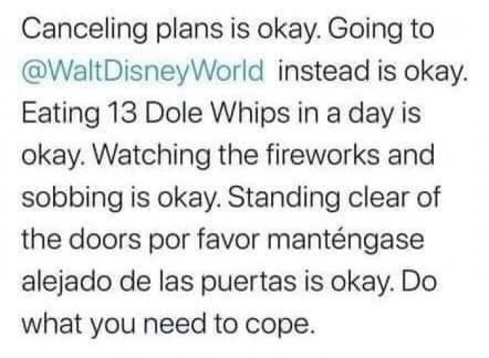 24. Do what you need to cope; everything is okay.