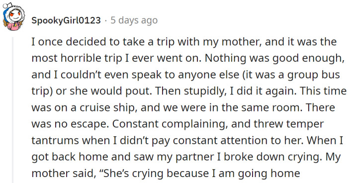 A Reddit user shared a similar experience with her mother, and