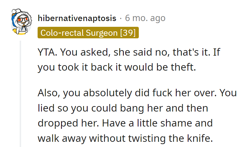 Looks like he's getting a lesson in both relationships and property law!