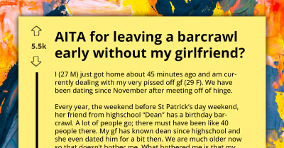 Boyfriend Leaves Bar Crawl Early Without His Girlfriend After She Didn't Talk to Him the Entire Night