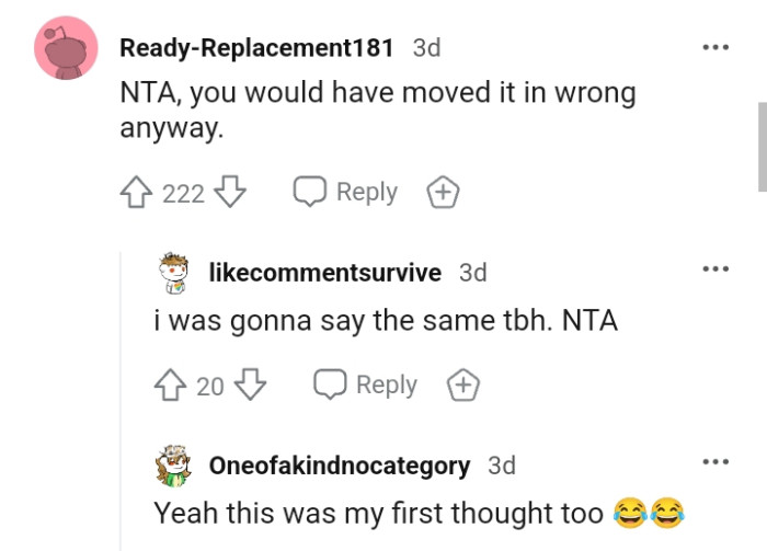 Another Redditor who believes the OP would move the TV wrongly too