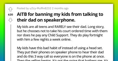 Redditor Bans Kids From Speaking To Their 'Deadbeat Dad' On Speakerphone After He Tried Exerting Authority Over The Speaker