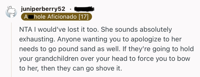 “NTA I would’ve lost it too. She sounds absolutely exhausting.”