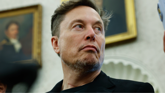 Elon Musk presenting a concept of space solar power and future operations.