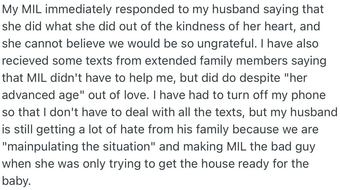 The family was disappointed by OP’s husband’s response and labeled him “ungrateful”