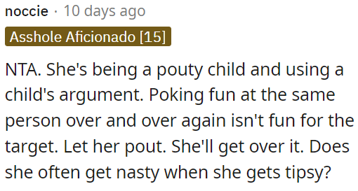 OP's wife acting immature.