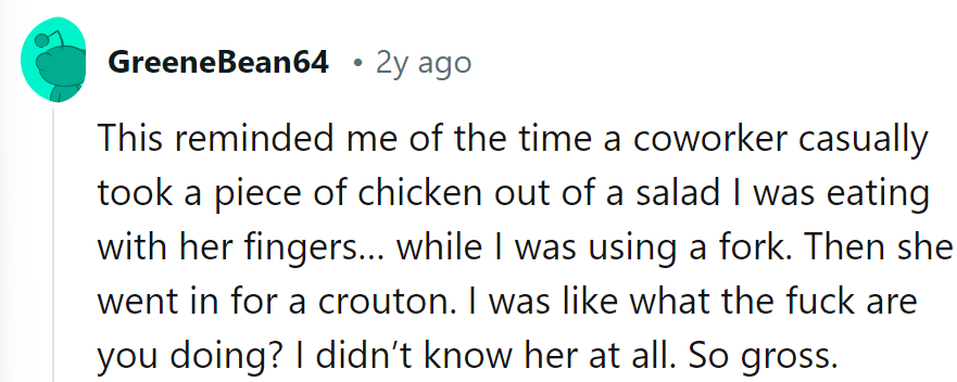 Boundaries were tossed aside faster than the crouton she never asked for.