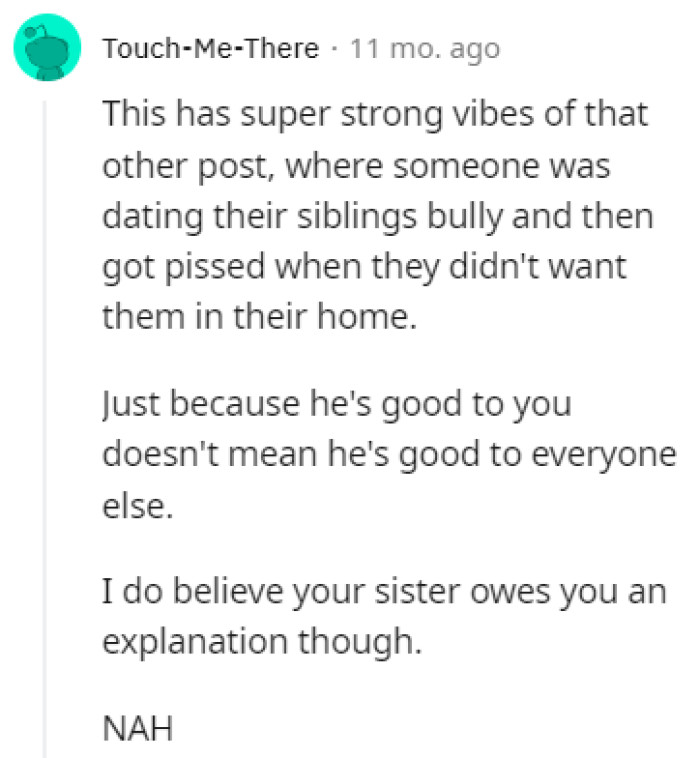 The sister owes OP an explanation