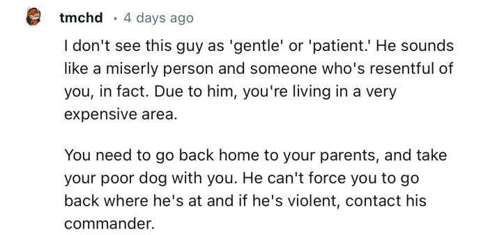 “I Don't See This Guy as 'Gentle' or 'Patient.' He Sounds Like a Miserly Person and Someone Who's Resentful of You.”