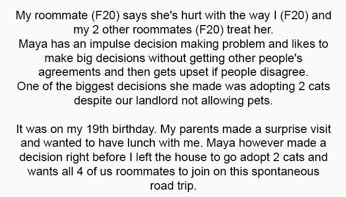 The roommate story unfolds