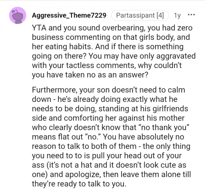 You sound overbearing