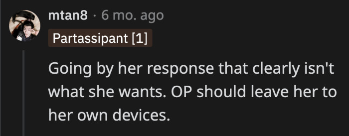 Leaving Chloe at the mercy of her sexist husband is the last thing OP should do.