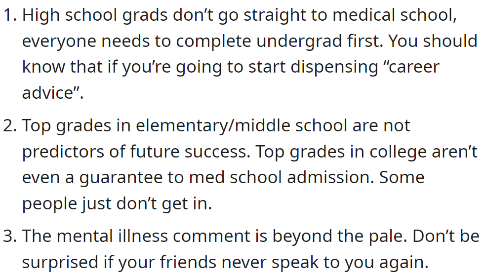 A Redditor listed the OP's mistakes: