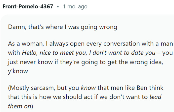 A bit of sarcasm here, but maybe that's what women should really do.